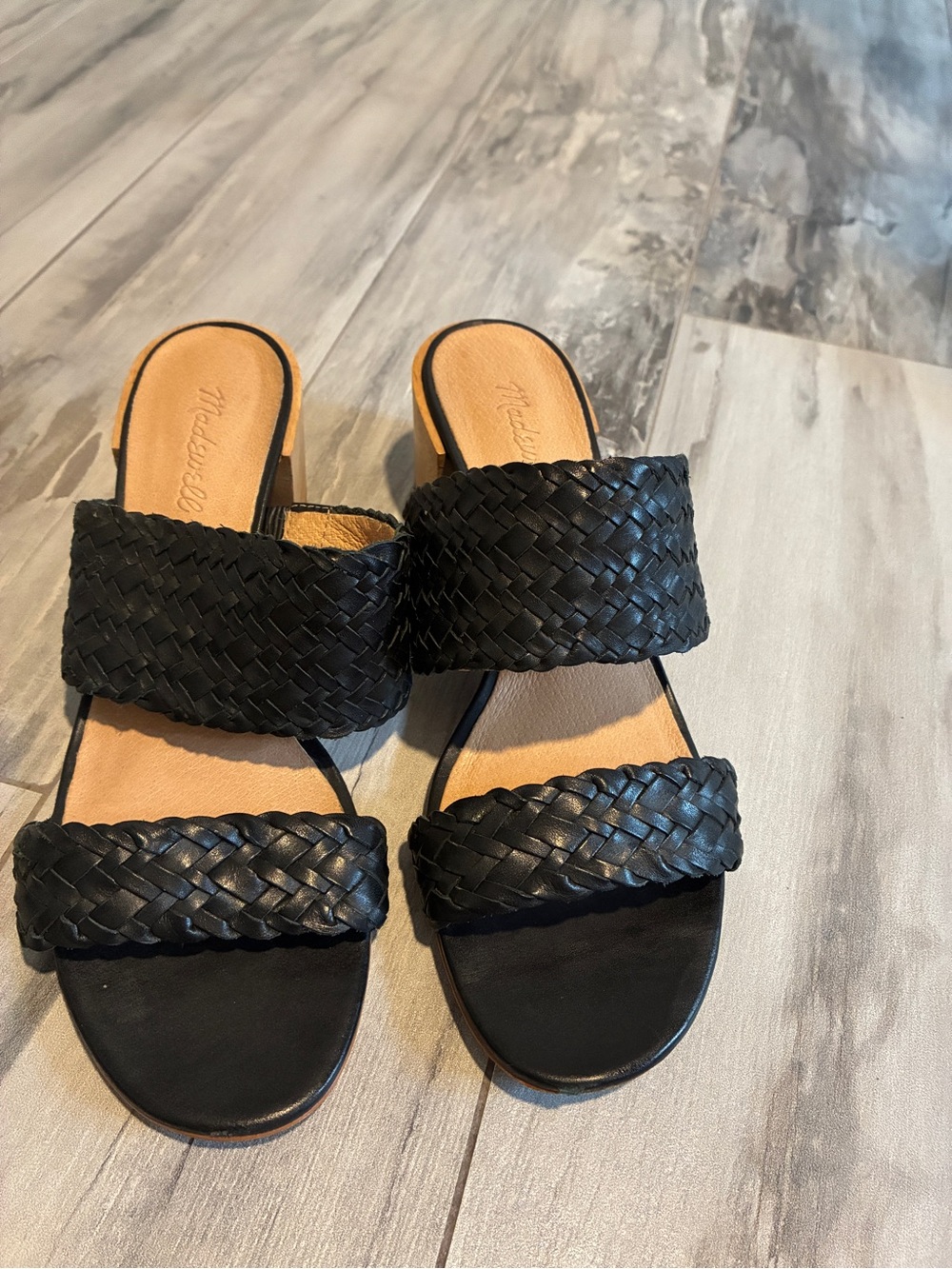 Madewell Black Braided Double-Strap Slide Mules